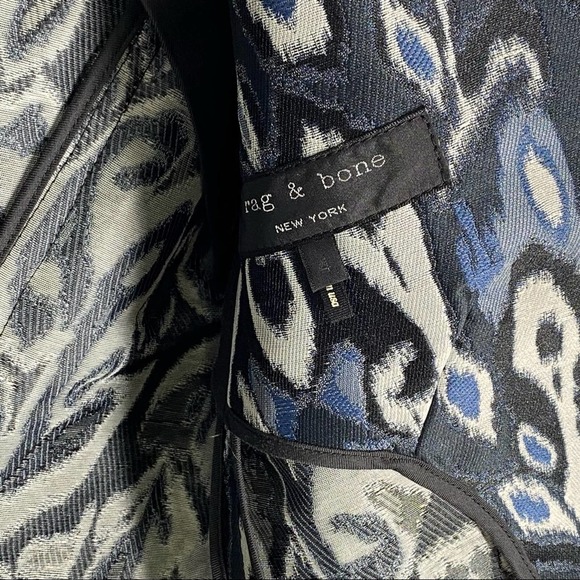 RAG & BONE Ikat blue silver Pretty Little Liars peacock blazer jacket - Picture 9 of 12